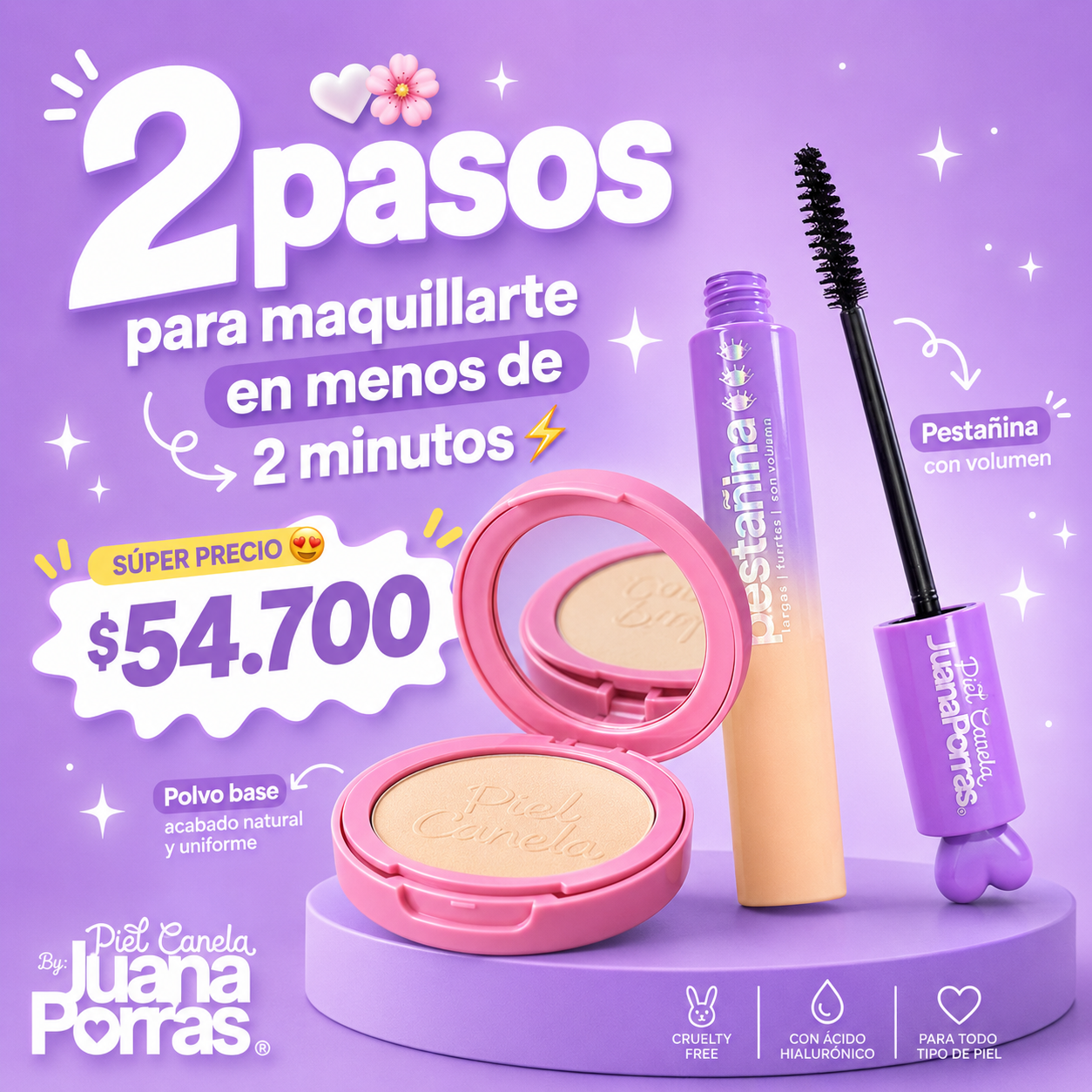 Combo polvo base y pestañina